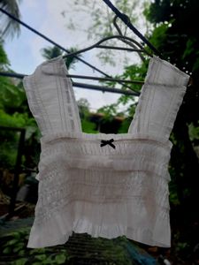 White Ruffle Top