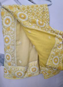 Embroidered Yellow Saree