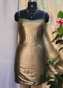 Gold Metallic Mini Bodycon Dress🥰