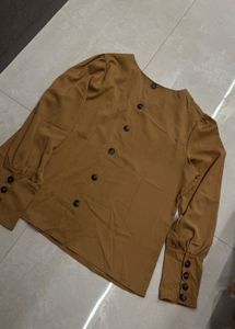 Elegant Brown Long Sleeve Top