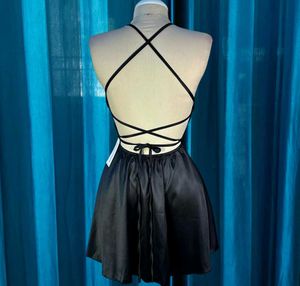 Black Satin Short Frock