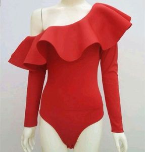 Women&#39;s One-shoulder Flying Sleeves Ruffled Top