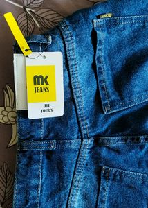 High Waist Wide Leg Straight Fit Torn Jeans(Stone Blue Colour)