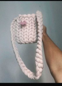 cute handmade crochet bag with charm