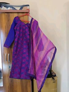 Purple & Blue Embellished Salwar Kameez