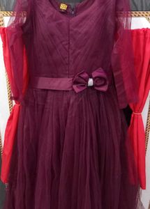 Elegant Burgundy Tulle Gown