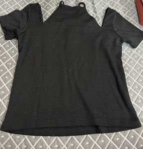 Chic Black Cold Shoulder Top
