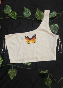 Butterfly One Shoulder Crop Top