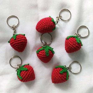 Strawberry Crochet Keychain