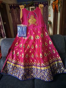Pink &amp; Gold Embroidered Girls Dress