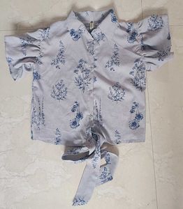 Floral Print Tie-Front Top