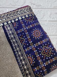 Elegant Blue Bandhani Saree