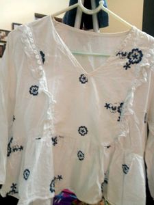 Embroidered Peplum Chikenkari Top