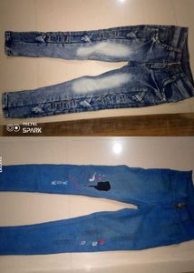 3 Combo Blue Embroidered Denim Jeans