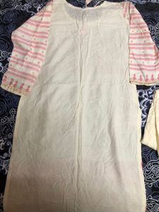 Pink And White Kurta Set