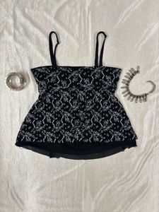 Black &amp; White Floral Tank Top