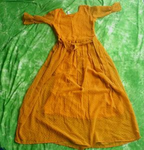 Women FIT &amp; FLARE GOWN MUSTARD YELLOW