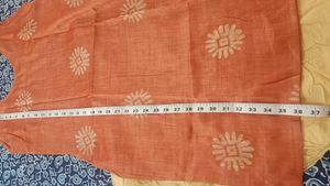 Peach Bhagalpuril Print Kurta With Plazo