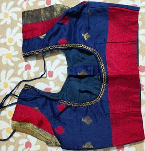 Navy Blue Silk Saree With Blouse