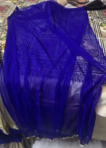 Navy Blue Gown Suit With Chunni