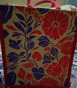 Floral Jute Tote Bag