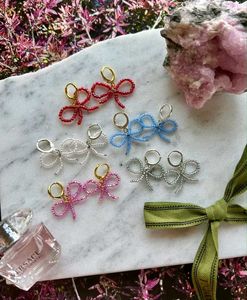 Bow Beaded Dangle Earrings