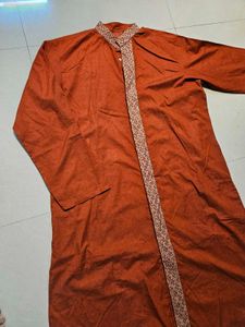Rust Kurta With Lace Patti