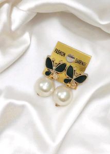 Butterfly Pearl Drop Earrings
