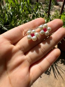 Handmade Bead Flower Earrings .