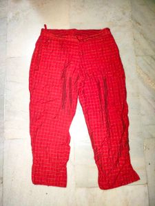 Maroon With Gold Strips Straight Fit Pant