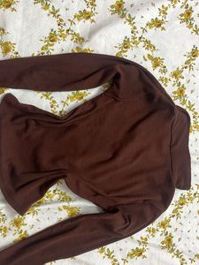 Coffee Brown Long Sleeve Top