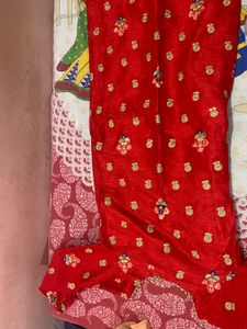 Red &amp; Gold Embroidered Fabric