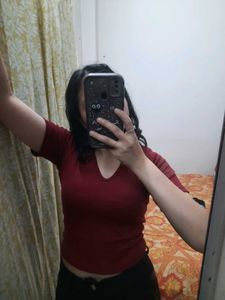 Maroon V-Neck Tee