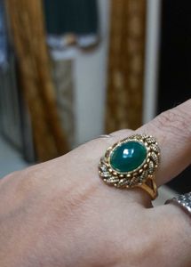 Golden Oxidized Ring With Dark Green Stone✨️