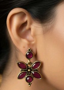 Floral Drop Pink Earrings(TP-OE-25)