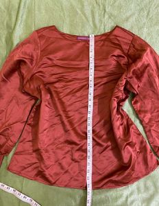 Rust Red Satin Long Sleeve Top 38/40/42
