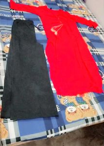 Red Kurti With Black Pant