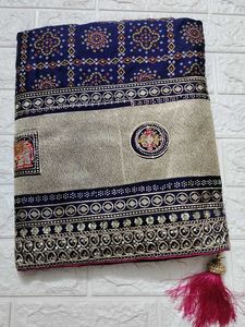 Elegant Blue Bandhani Saree