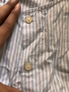 Striped Floral Embroidered Ruffle Shirt