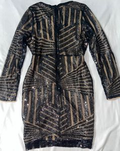 URBANIC Black And Nude Sequinned Bodycon Dress