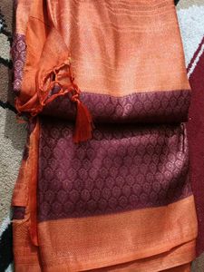 Elegant Maroon &amp; Orange Saree