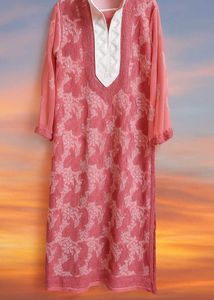 Pink Embroidered Kurti