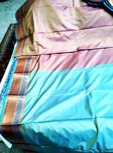 Blue &amp; Gold Silk Saree