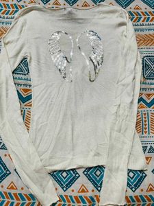 Women White Sequin Top