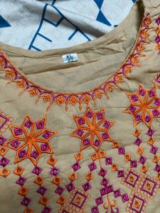 Women Beige Embroidery Khadi Cotton Suit Set