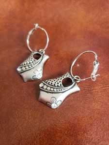 Silver Flower Drop Earrings