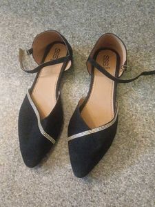 Black Ankle Strap Flats