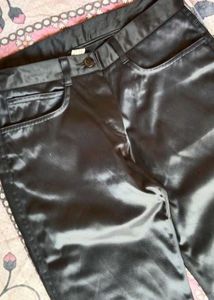 Leather Dark Black Straight Fit Jeans