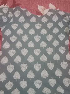Blue &amp; White Printed Kurti Set