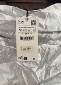 Brand New L Edition Faux Leather Silver Crop Top